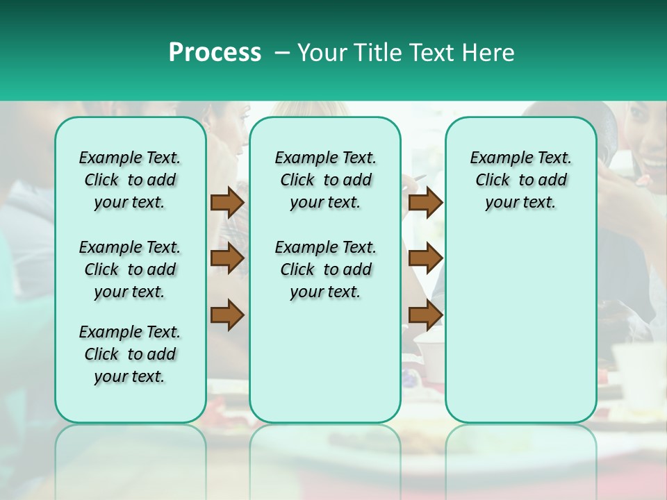 A Group Of People Sitting Around A Table Eating Food PowerPoint Template