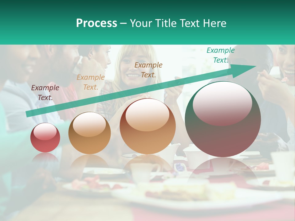 A Group Of People Sitting Around A Table Eating Food PowerPoint Template