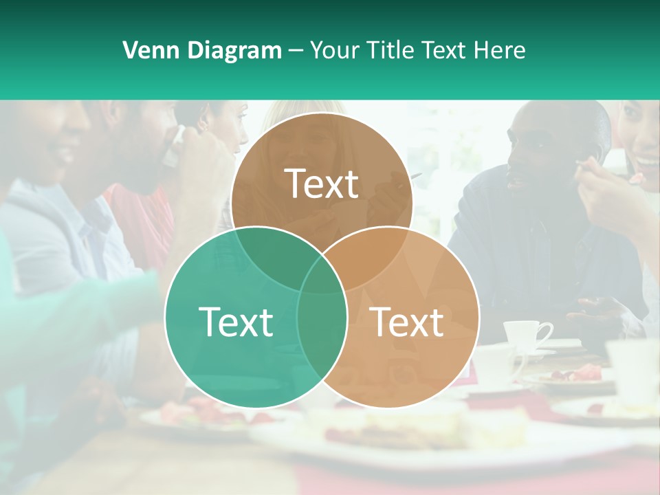 A Group Of People Sitting Around A Table Eating Food PowerPoint Template