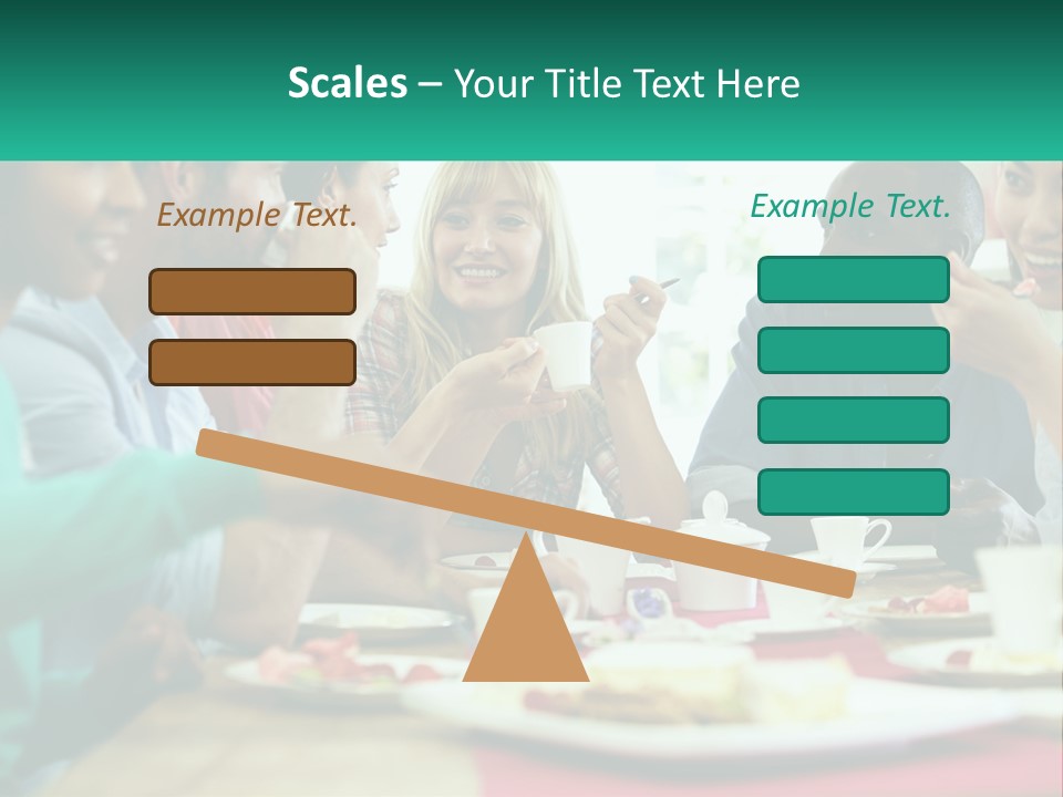 A Group Of People Sitting Around A Table Eating Food PowerPoint Template