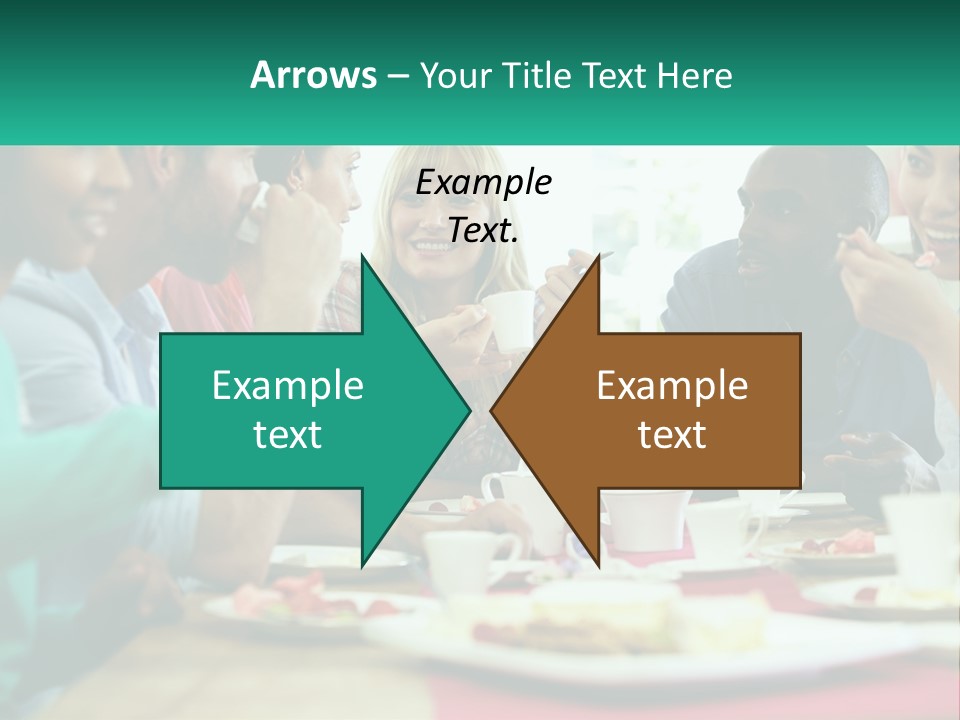 A Group Of People Sitting Around A Table Eating Food PowerPoint Template