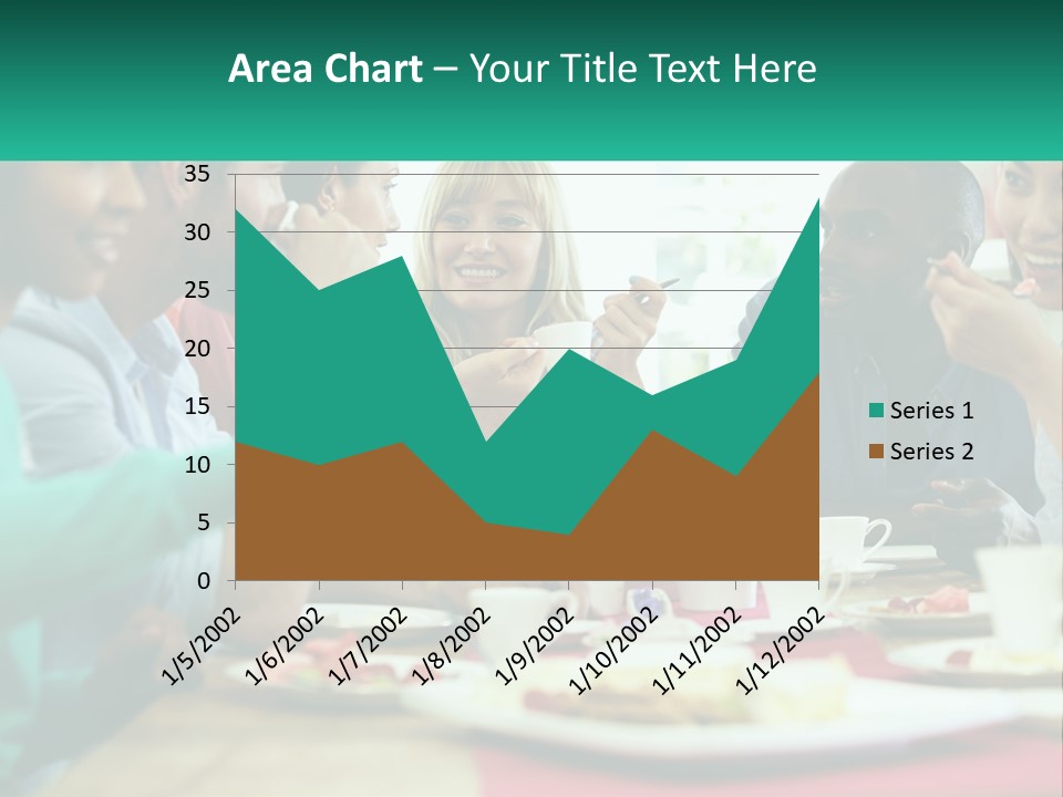 A Group Of People Sitting Around A Table Eating Food PowerPoint Template
