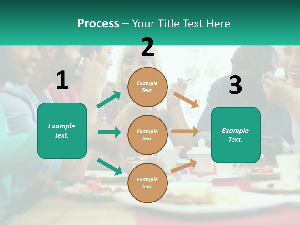 A Group Of People Sitting Around A Table Eating Food PowerPoint Template