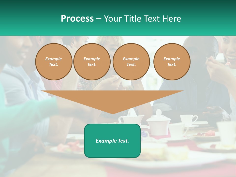 A Group Of People Sitting Around A Table Eating Food PowerPoint Template