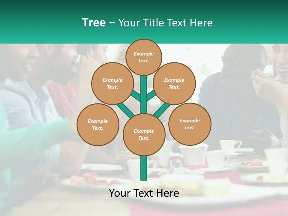 A Group Of People Sitting Around A Table Eating Food PowerPoint Template
