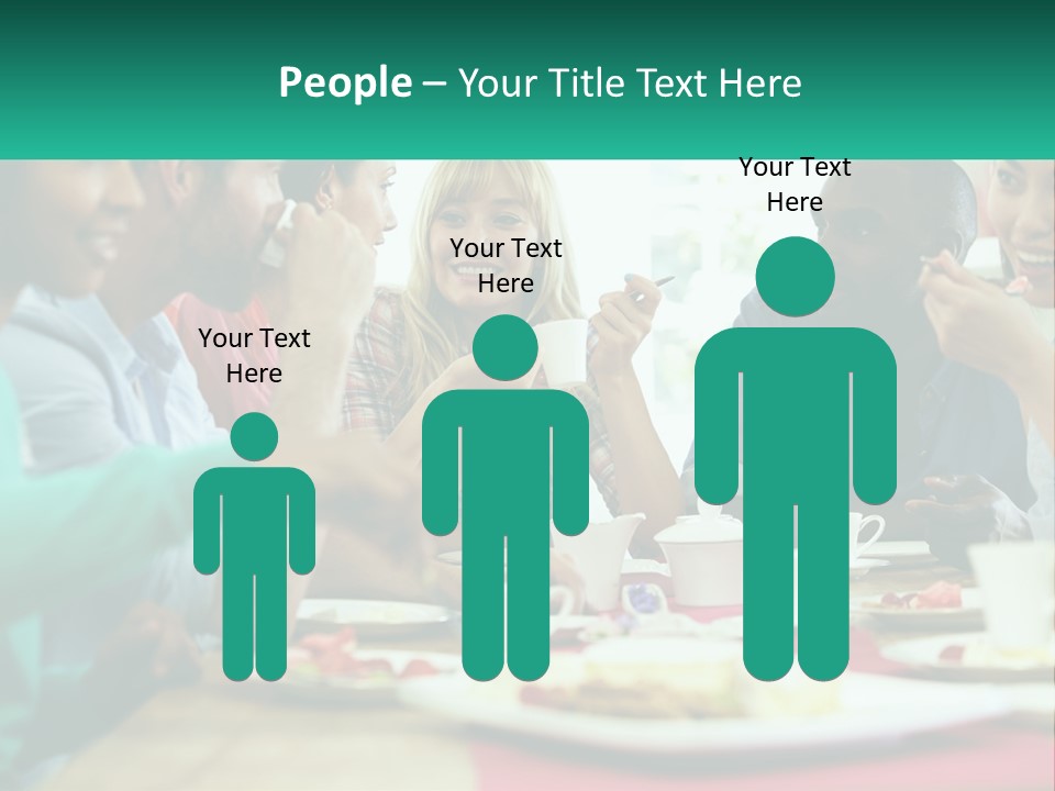 A Group Of People Sitting Around A Table Eating Food PowerPoint Template