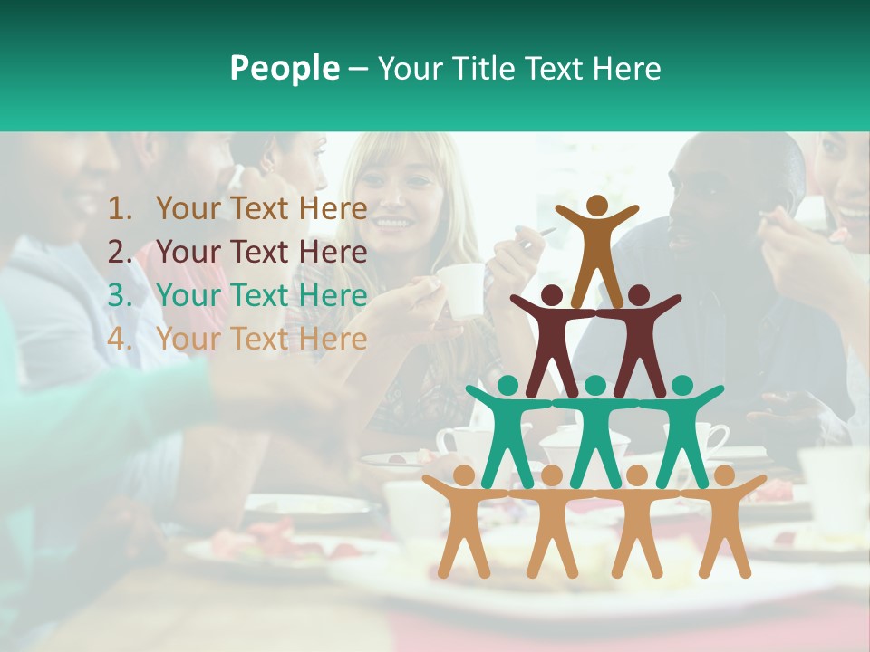 A Group Of People Sitting Around A Table Eating Food PowerPoint Template