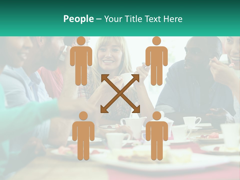 A Group Of People Sitting Around A Table Eating Food PowerPoint Template