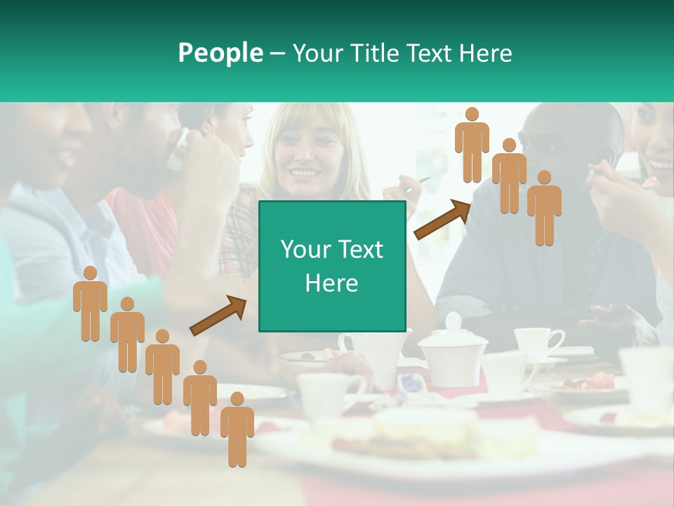 A Group Of People Sitting Around A Table Eating Food PowerPoint Template