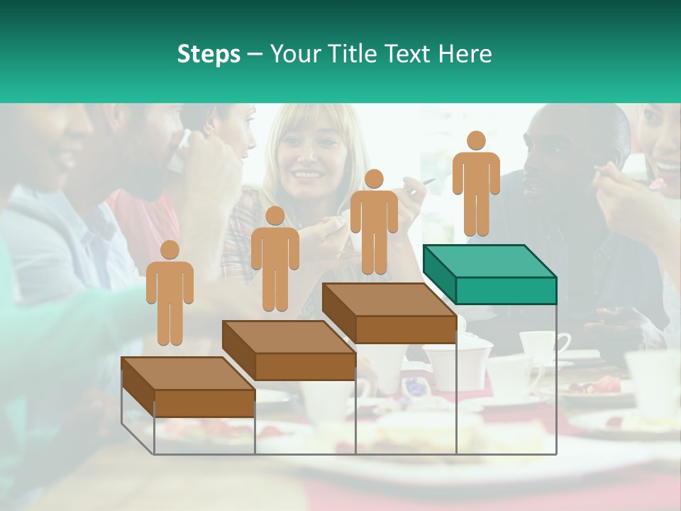 A Group Of People Sitting Around A Table Eating Food PowerPoint Template