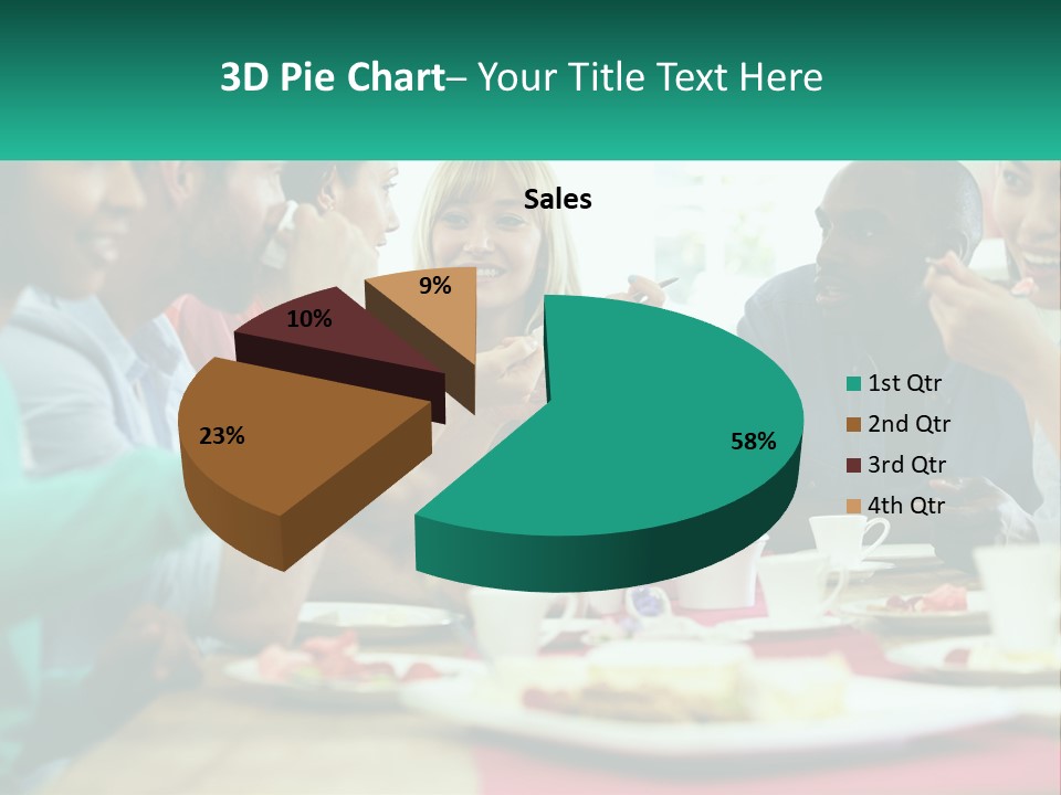 A Group Of People Sitting Around A Table Eating Food PowerPoint Template