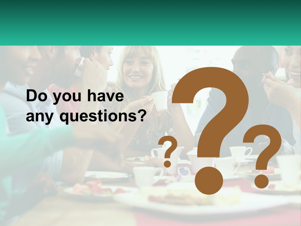 A Group Of People Sitting Around A Table Eating Food PowerPoint Template
