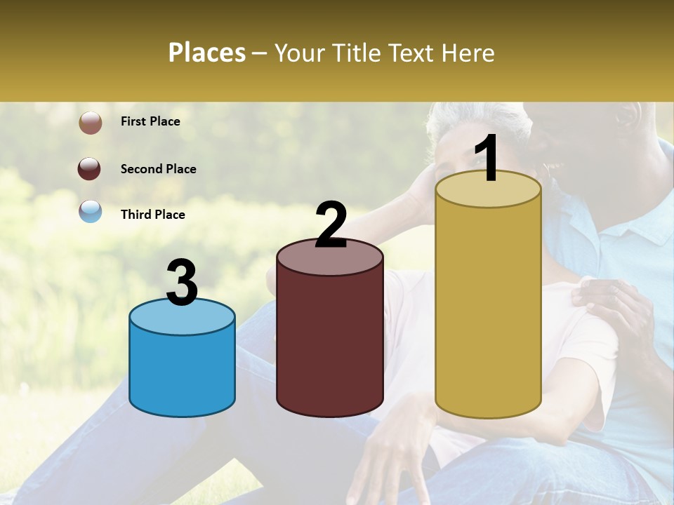 A Man And Woman Sitting On A Bench Together PowerPoint Template