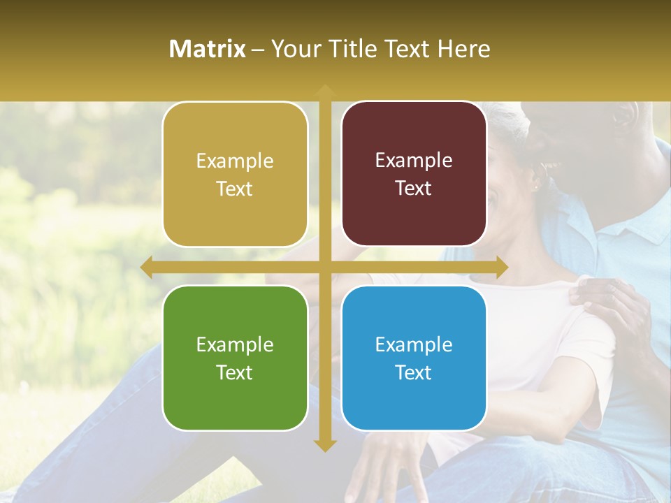 A Man And Woman Sitting On A Bench Together PowerPoint Template