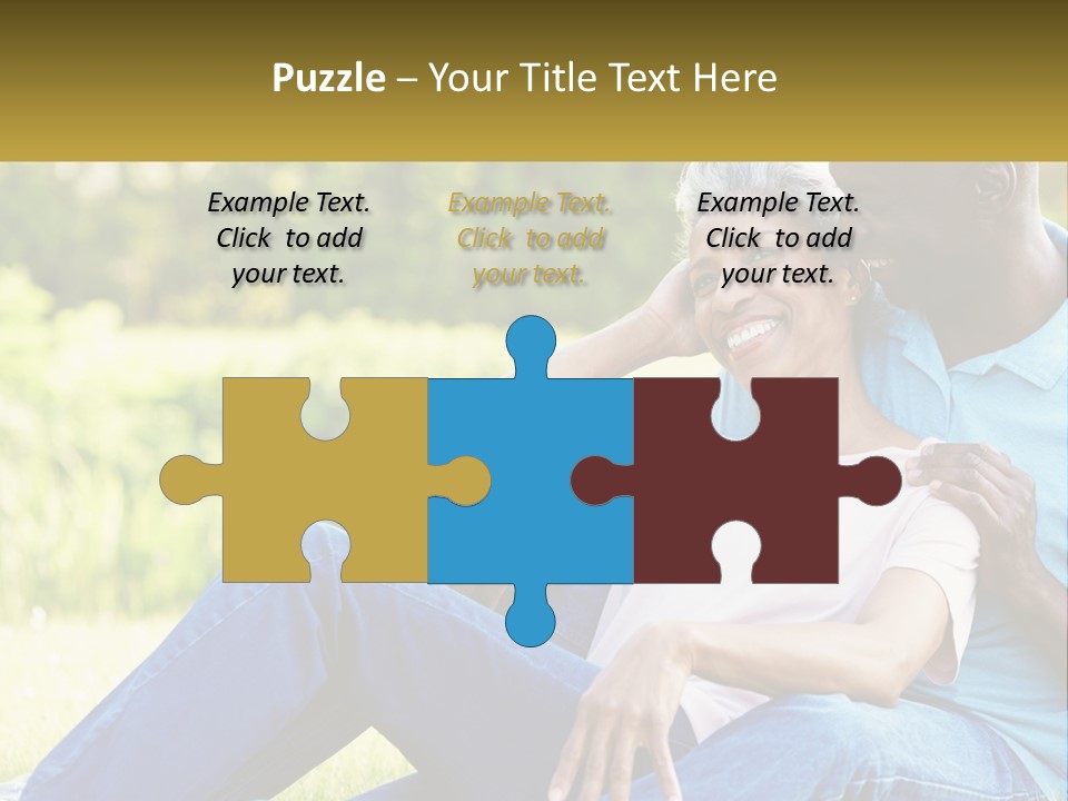 A Man And Woman Sitting On A Bench Together PowerPoint Template