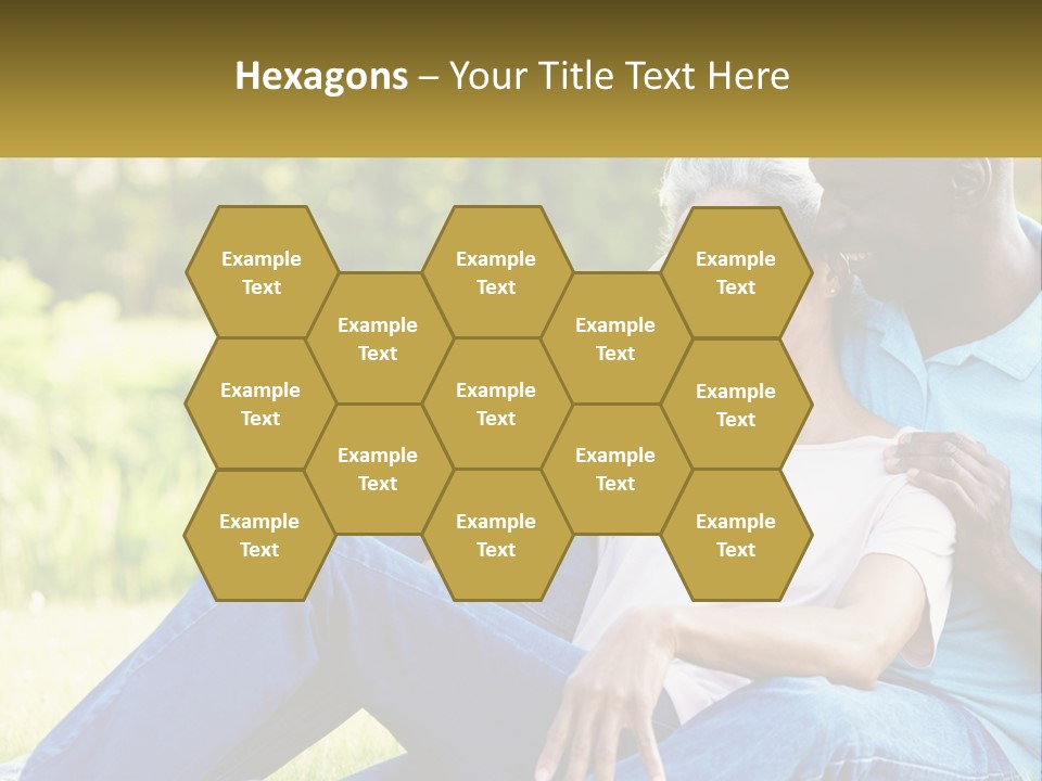 A Man And Woman Sitting On A Bench Together PowerPoint Template