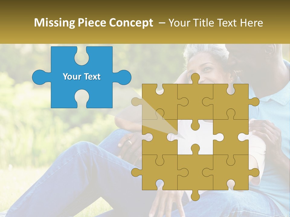 A Man And Woman Sitting On A Bench Together PowerPoint Template