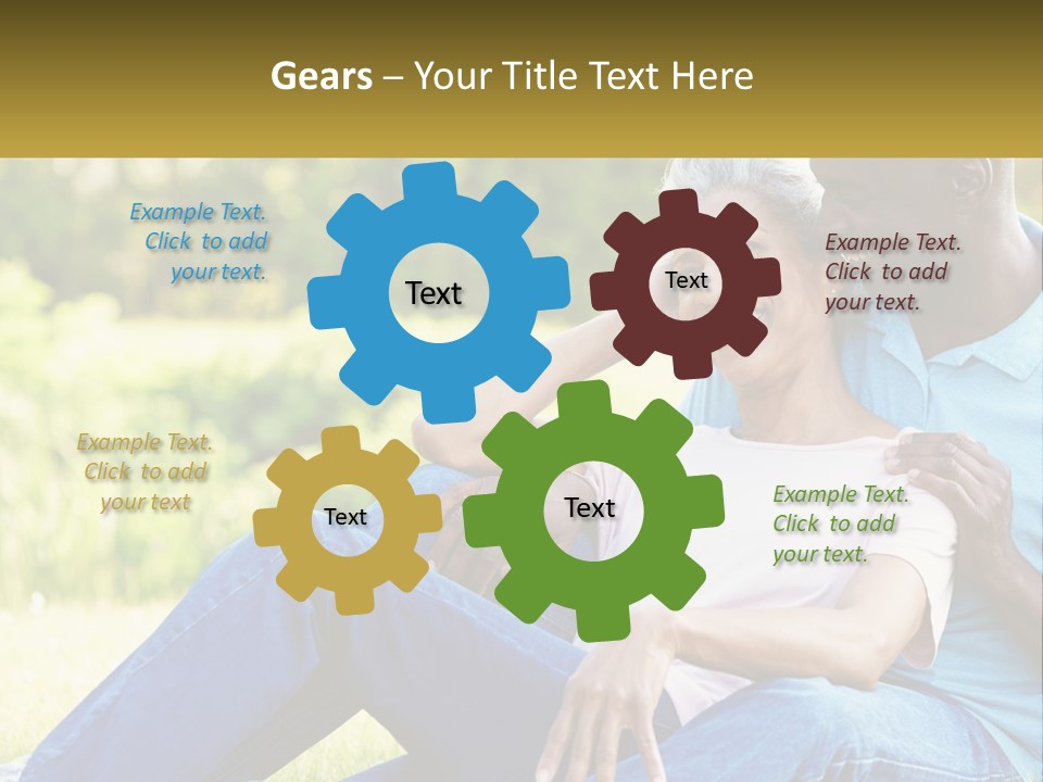 A Man And Woman Sitting On A Bench Together PowerPoint Template