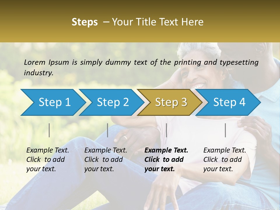 A Man And Woman Sitting On A Bench Together PowerPoint Template