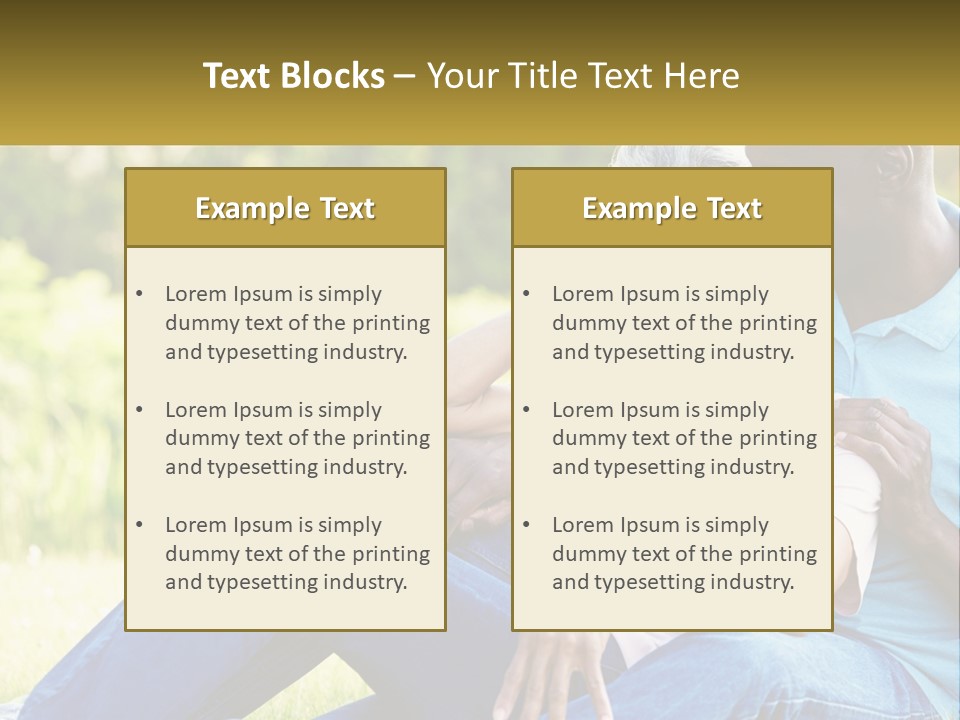 A Man And Woman Sitting On A Bench Together PowerPoint Template