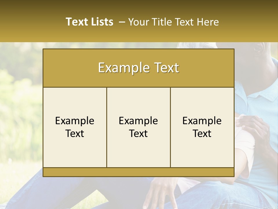 A Man And Woman Sitting On A Bench Together PowerPoint Template