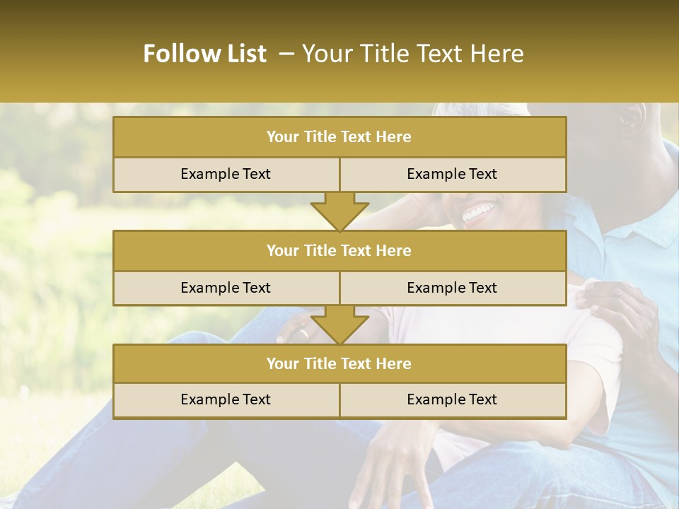 A Man And Woman Sitting On A Bench Together PowerPoint Template