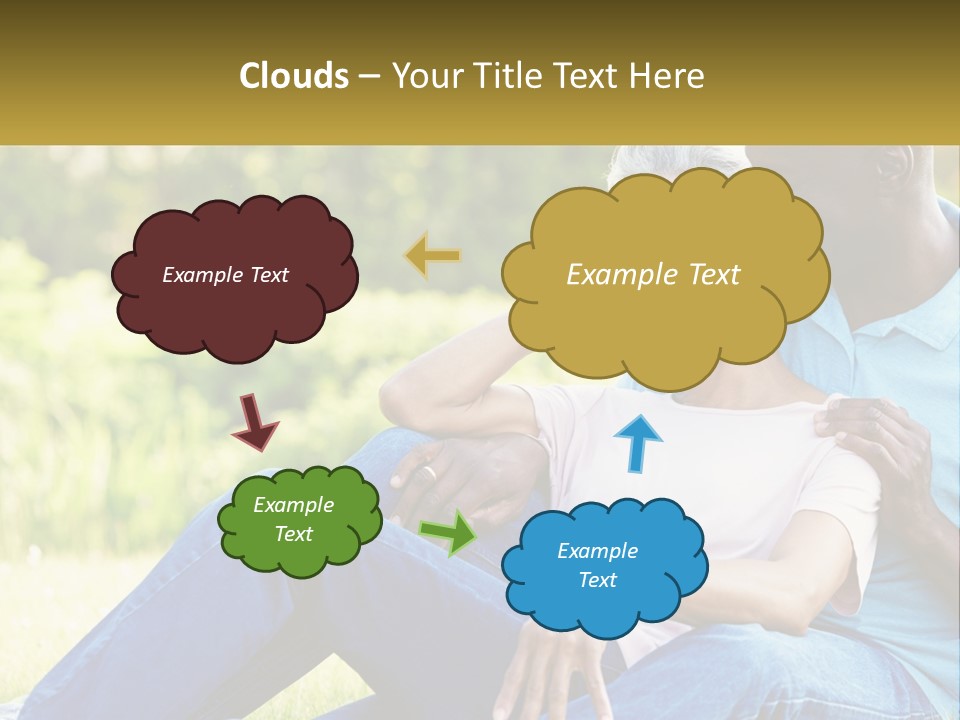 A Man And Woman Sitting On A Bench Together PowerPoint Template