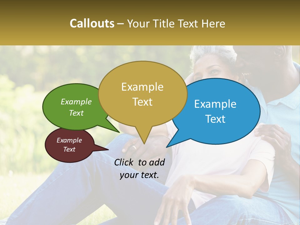 A Man And Woman Sitting On A Bench Together PowerPoint Template