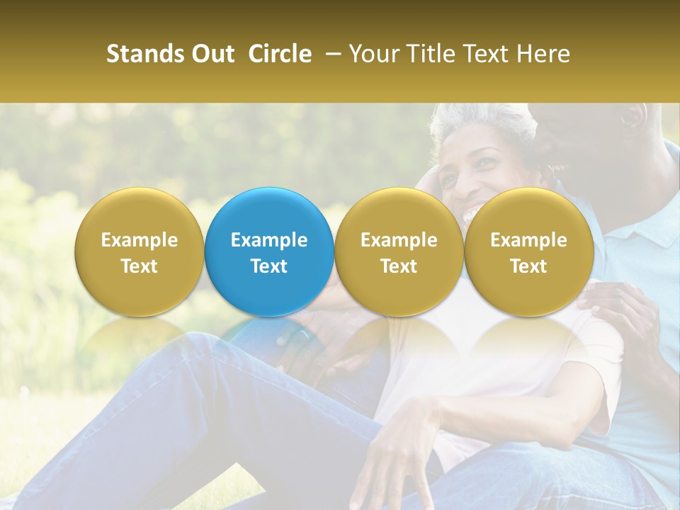 A Man And Woman Sitting On A Bench Together PowerPoint Template