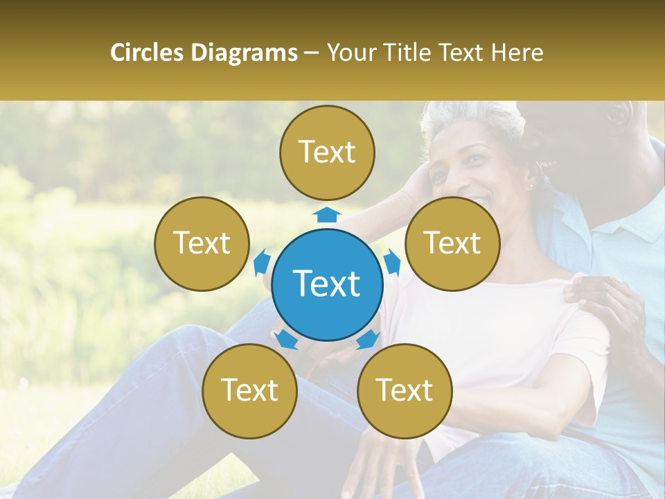 A Man And Woman Sitting On A Bench Together PowerPoint Template