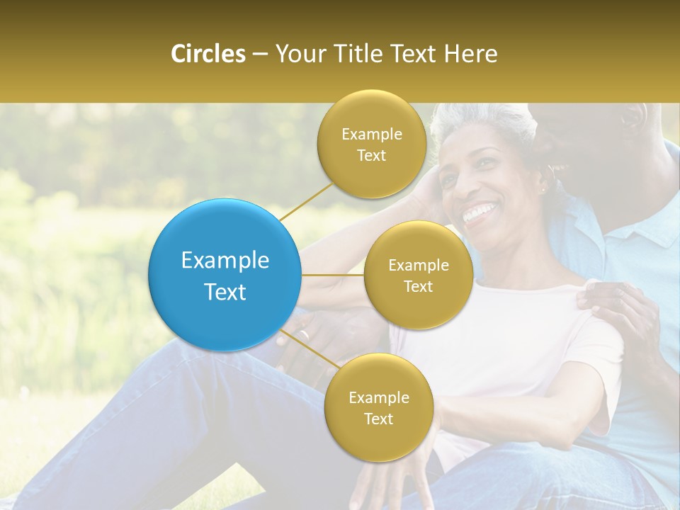 A Man And Woman Sitting On A Bench Together PowerPoint Template