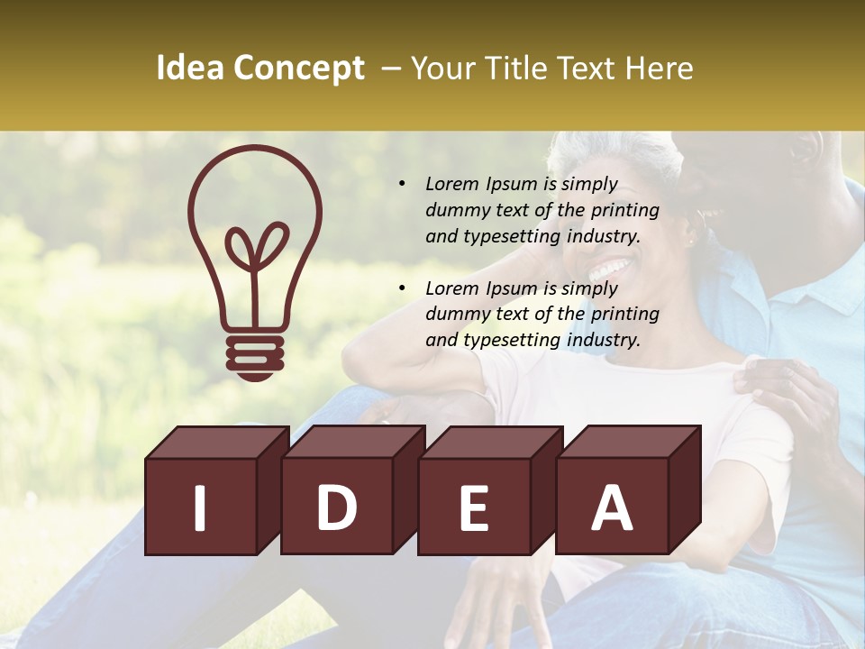 A Man And Woman Sitting On A Bench Together PowerPoint Template