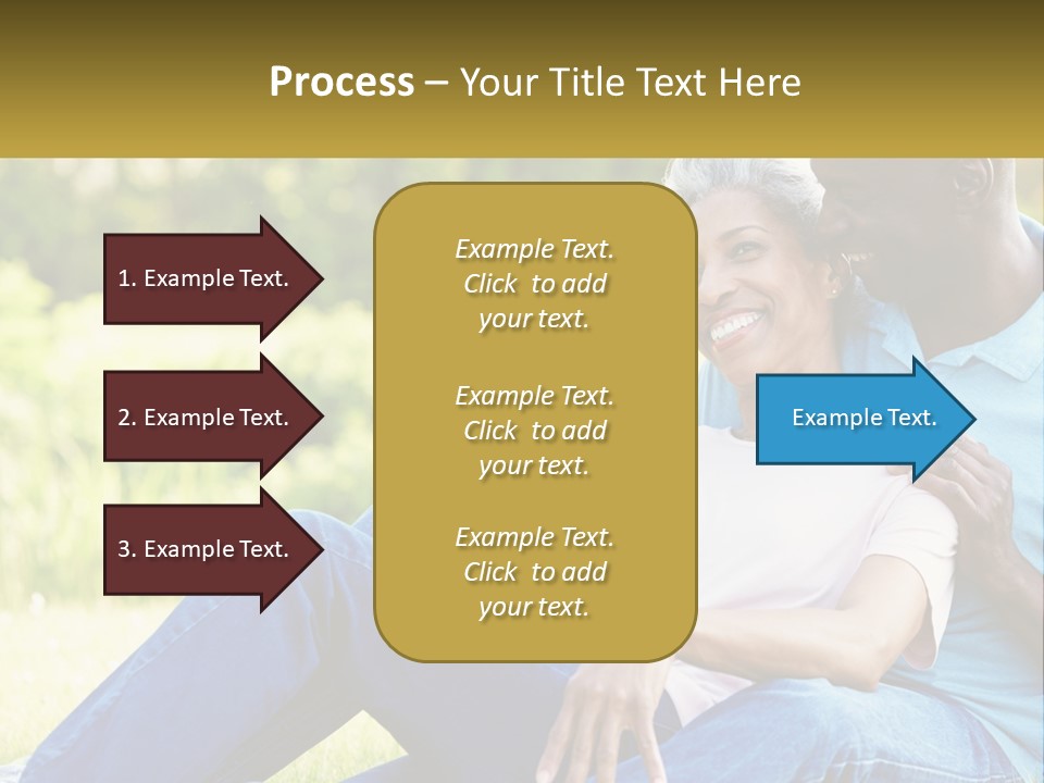 A Man And Woman Sitting On A Bench Together PowerPoint Template