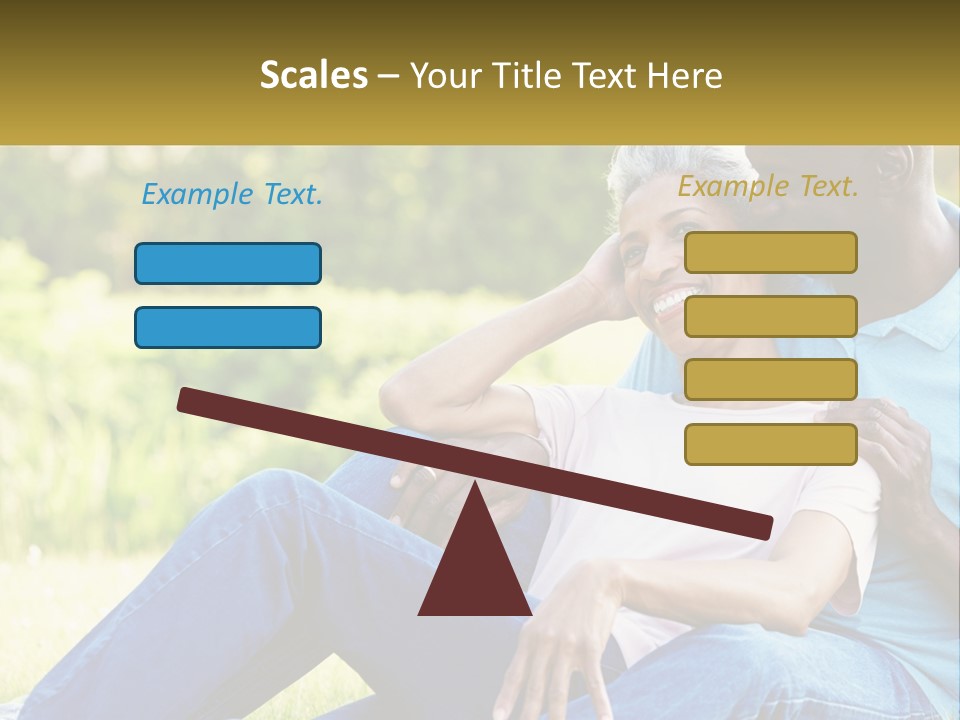 A Man And Woman Sitting On A Bench Together PowerPoint Template