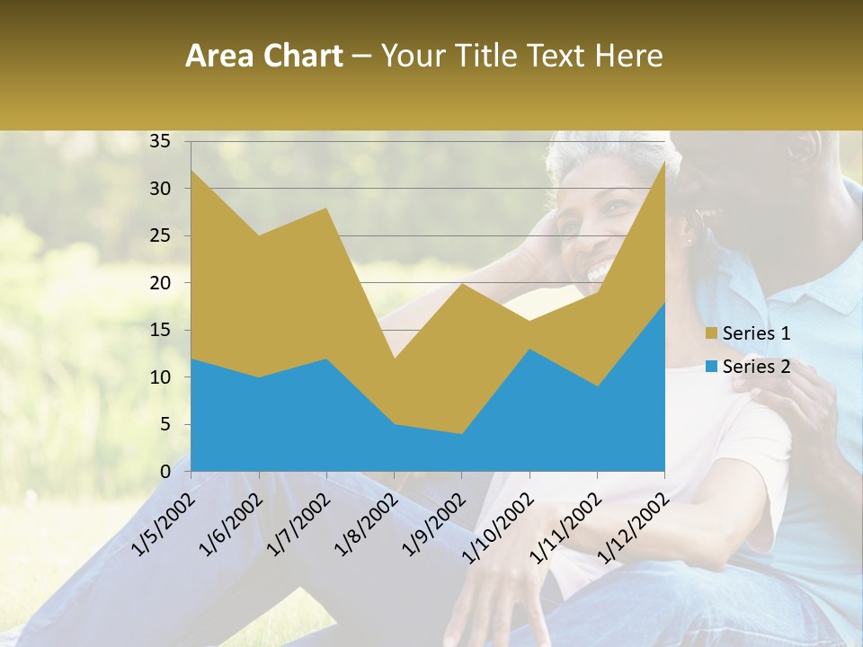 A Man And Woman Sitting On A Bench Together PowerPoint Template