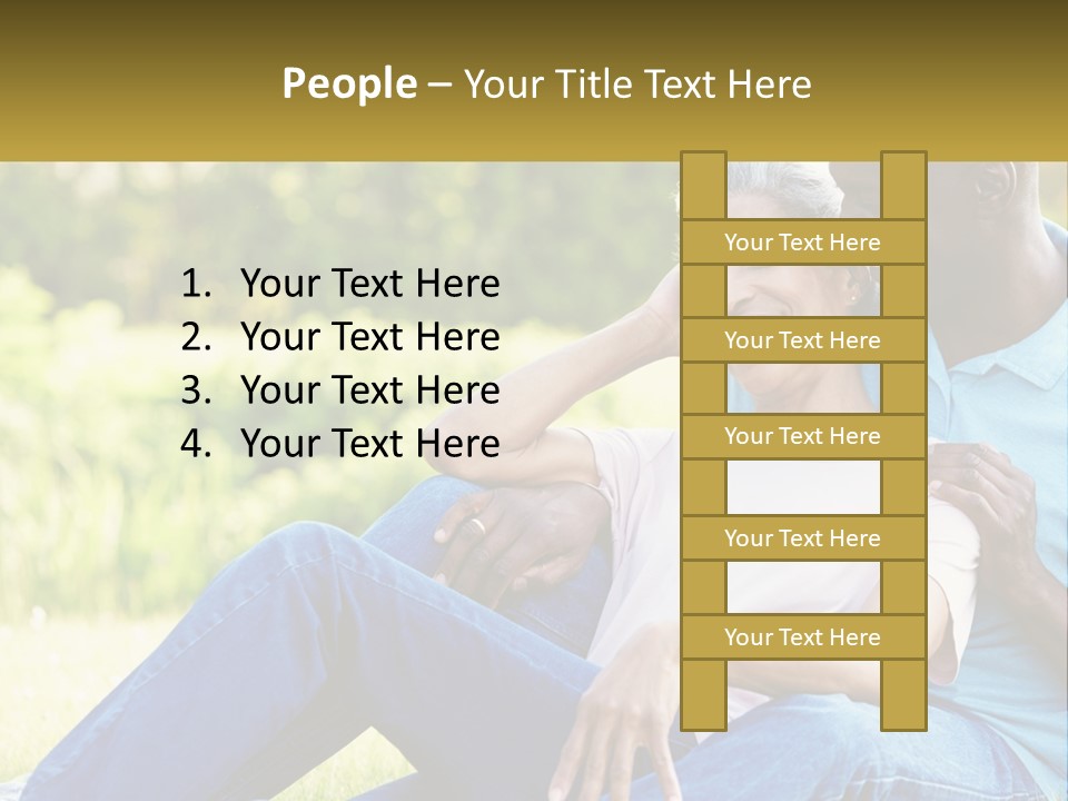 A Man And Woman Sitting On A Bench Together PowerPoint Template