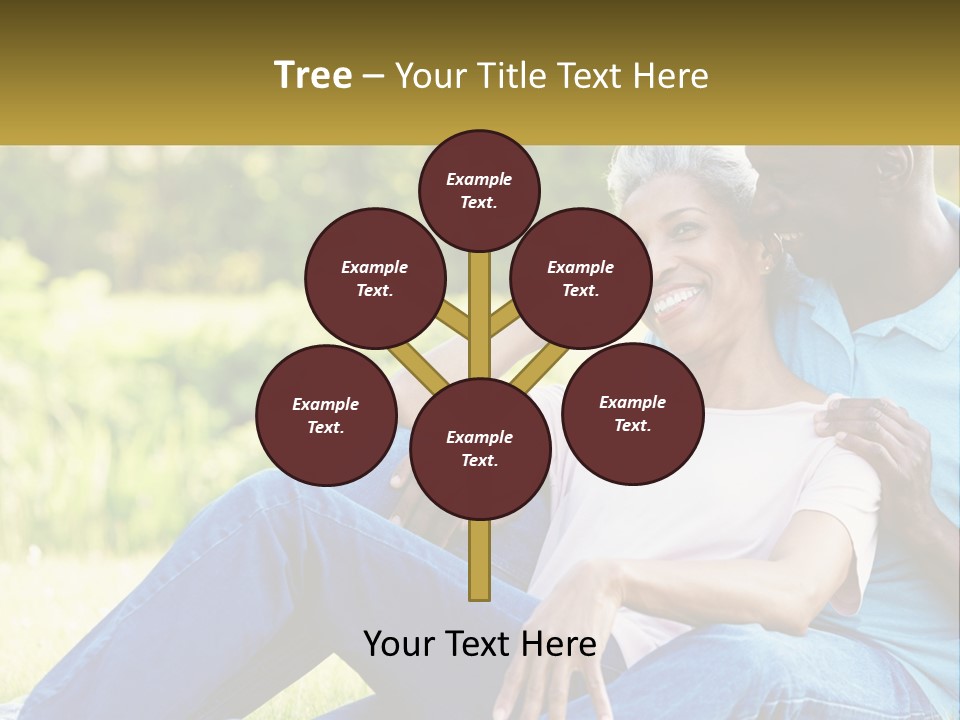 A Man And Woman Sitting On A Bench Together PowerPoint Template