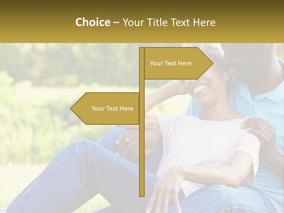 A Man And Woman Sitting On A Bench Together PowerPoint Template