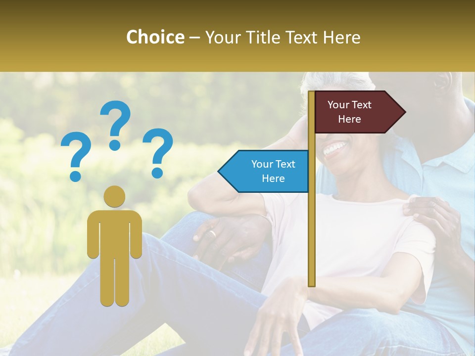 A Man And Woman Sitting On A Bench Together PowerPoint Template