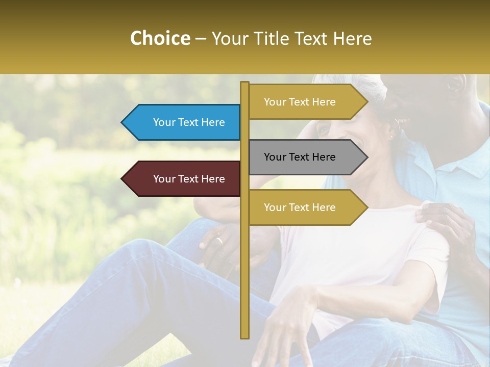 A Man And Woman Sitting On A Bench Together PowerPoint Template