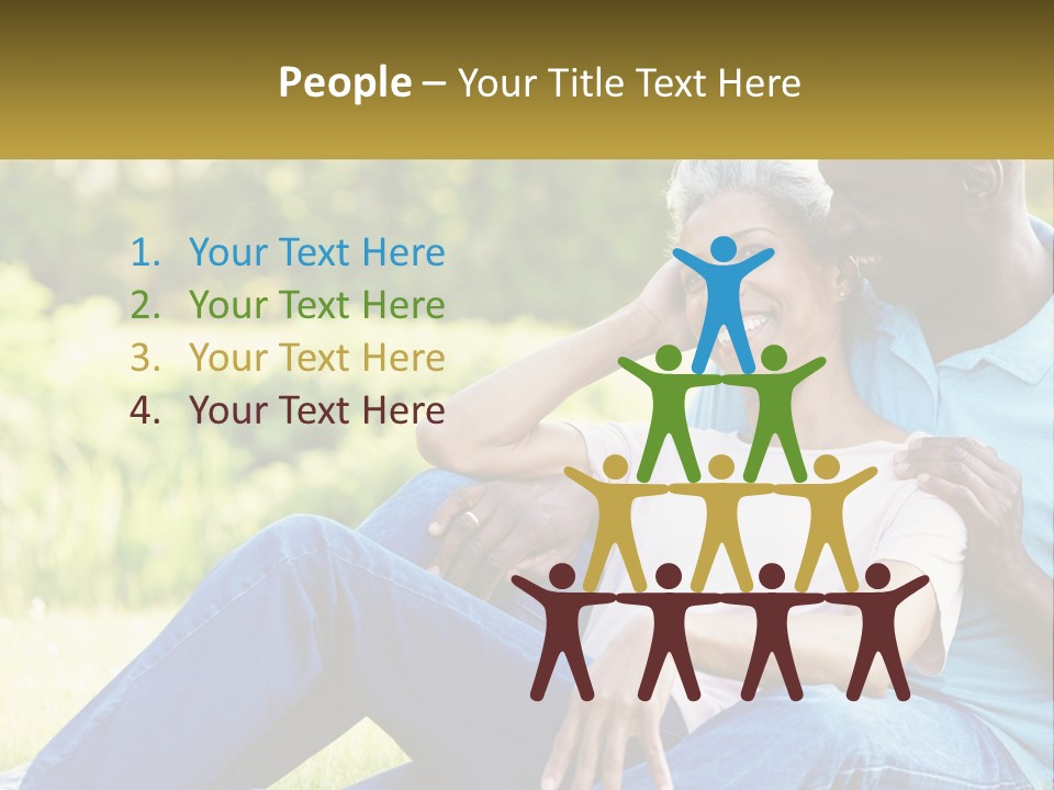 A Man And Woman Sitting On A Bench Together PowerPoint Template