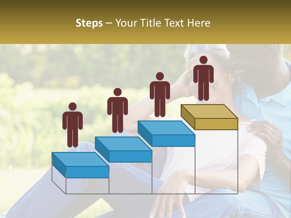 A Man And Woman Sitting On A Bench Together PowerPoint Template