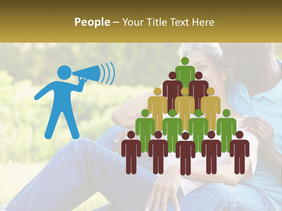 A Man And Woman Sitting On A Bench Together PowerPoint Template