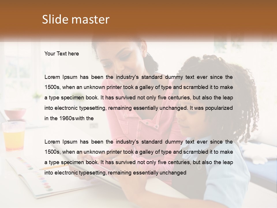 A Woman And A Child Are Looking At A Book PowerPoint Template