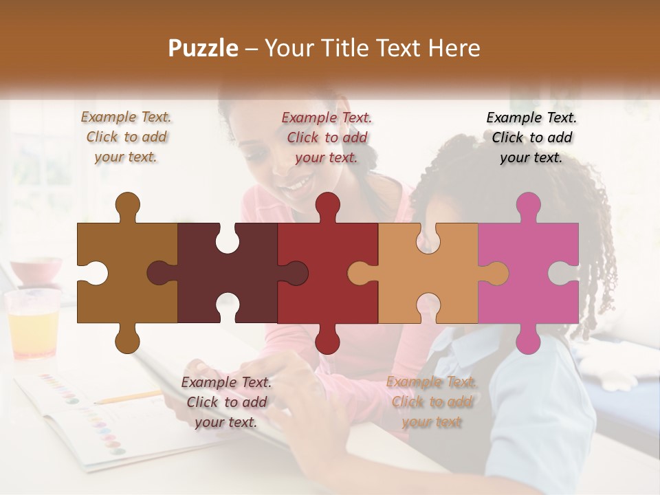 A Woman And A Child Are Looking At A Book PowerPoint Template