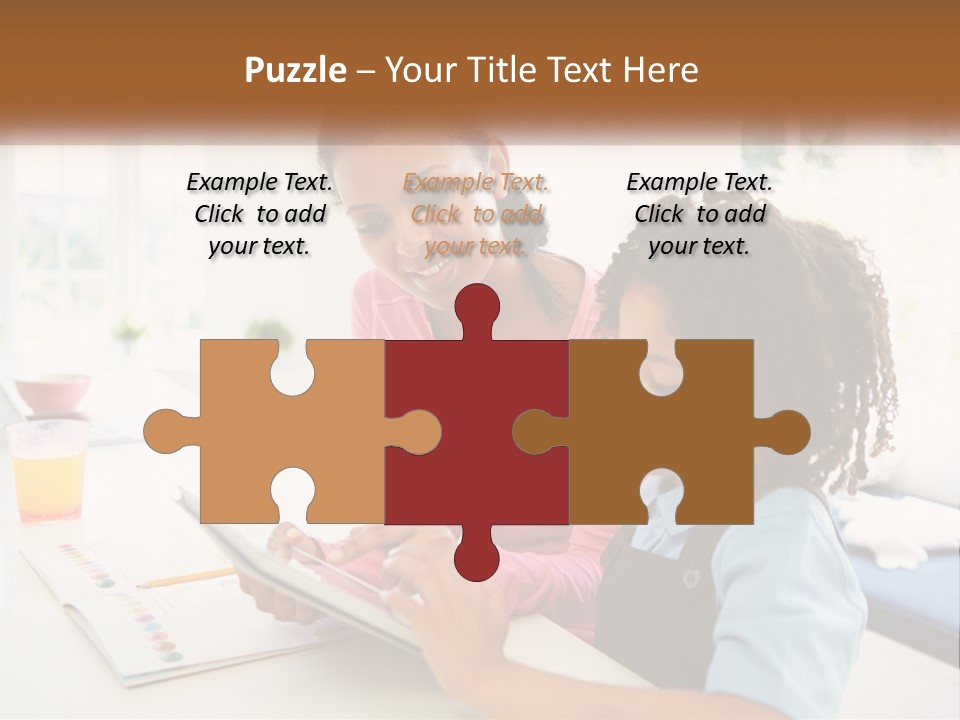 A Woman And A Child Are Looking At A Book PowerPoint Template