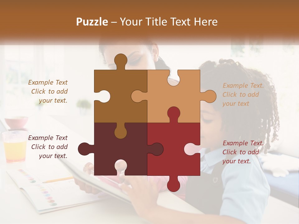 A Woman And A Child Are Looking At A Book PowerPoint Template