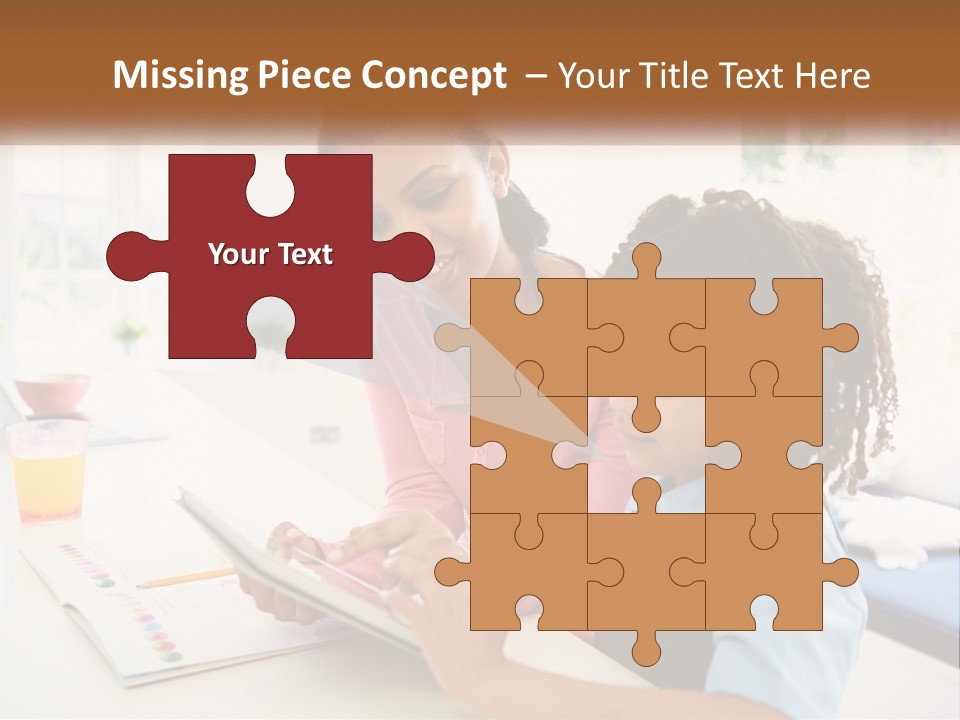 A Woman And A Child Are Looking At A Book PowerPoint Template