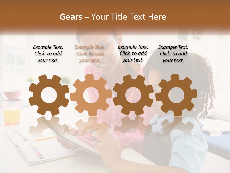 A Woman And A Child Are Looking At A Book PowerPoint Template