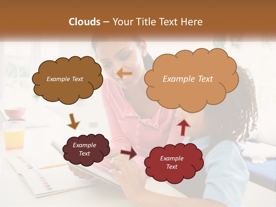 A Woman And A Child Are Looking At A Book PowerPoint Template